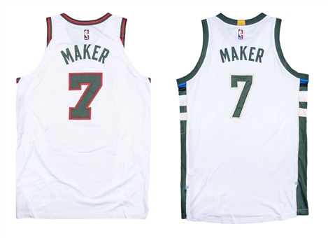 Lot of (2) Thon Maker Game Used and Issued Milwaukee Bucks Jerseys (NBA/MeiGray)
